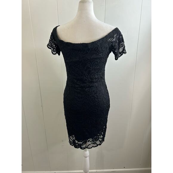 AMBIANCE Short Sleeve Off The Shoulder Lace Bodycon Mini Dress Size Medium - Picture 4 of 7